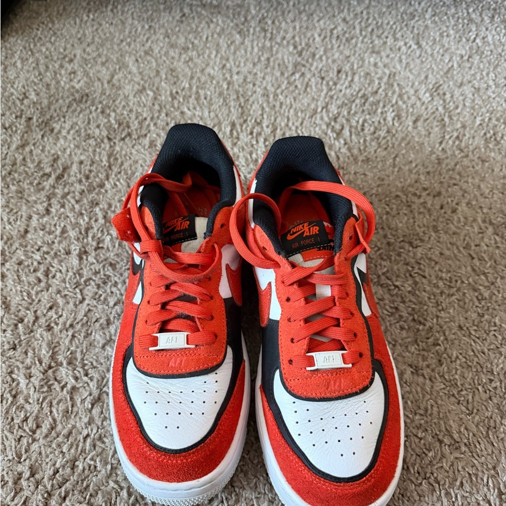 Nike Air Force 1 Orange, Black and White Sneakers